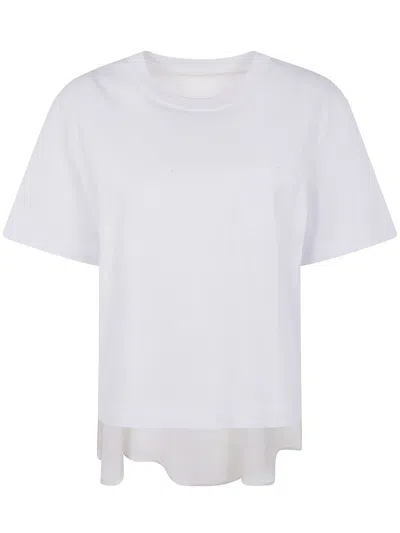 Sacai Twill Mix Cotton Jersey T-shirt With Nylon In White