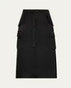 Sacai Nylon-twill Pleated Midi Cargo Skirt In Black