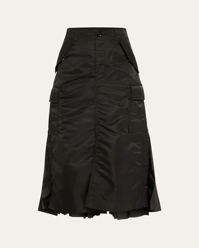 Sacai Nylon-twill Pleated Cargo Midi Skirt