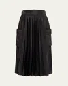 Sacai Womens Black Pleated Wrap-front Woven Midi Skirt In Black