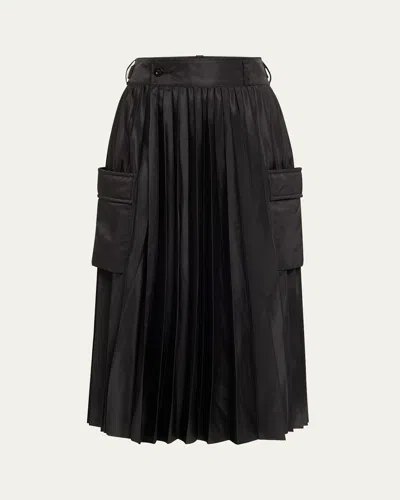 SACAI NYLON TWILL PLEATED CARGO SKIRT