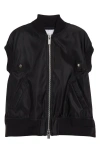 Sacai Nylon Twill Short Sleeve Bomber Jacket In Black