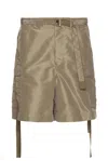 Sacai Nylon Twill Shorts In Taupe