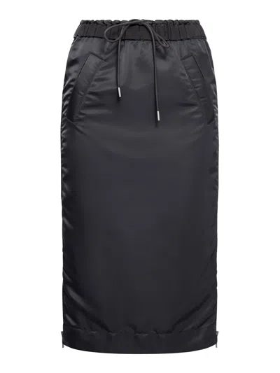 Sacai Nylon Twill Skirt In Black