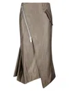 Sacai Zip Asymmetrical Skirt In Brown
