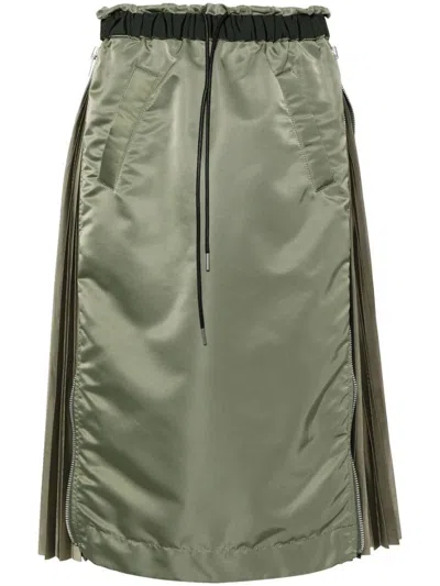 Sacai Nylon Twill Skirt Clothing In Green