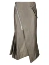 Sacai Zip Asymmetrical Skirt In Gray