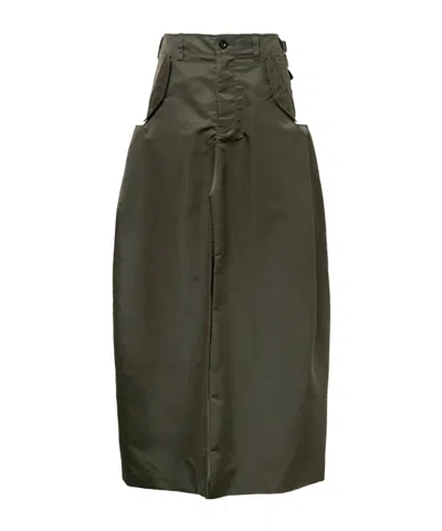 Sacai Nylon Twill Skirt In Green