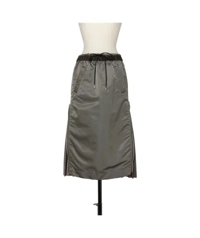 Sacai Nylon Twill Skirt In Green