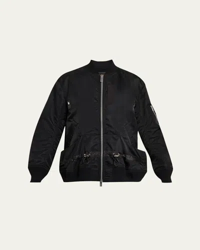 Sacai Nylon Twill Utility Bomber Jacket In Black