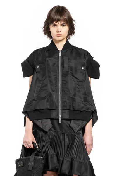 Sacai Nylon Twill Vest In Black