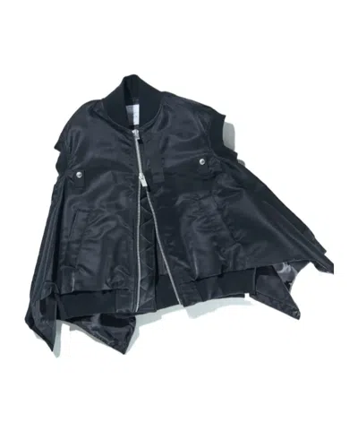 Sacai Nylon Twill Vest In Black