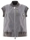 Sacai Baseball-collar Zip-up Gilet In Grey