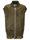Sacai Layered Nylon Vest For Outdoor In Olive