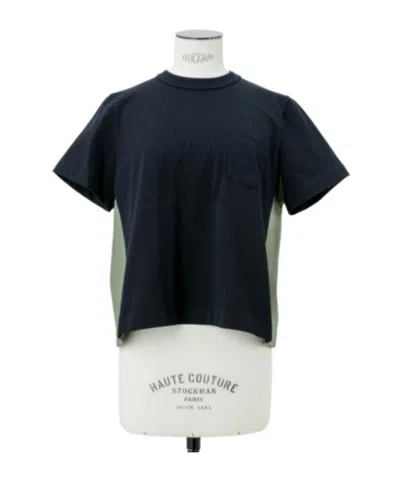 Sacai Nylon Twill X Cotton Jersey T-shirt In Black