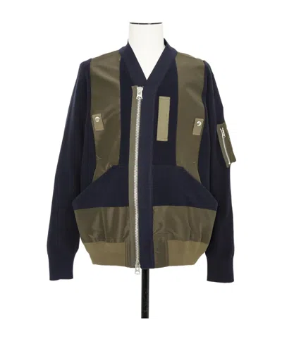 Sacai Nylon Twill X Knit Blouson In Multi
