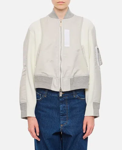 Sacai Nylon Twill X Knit Blouson In White