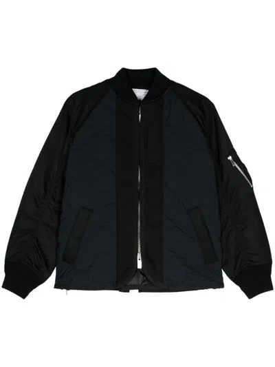 Sacai Quilted Padded Bomber Jacket In Black
