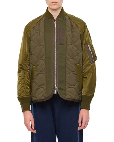 Sacai Nylon Twill X Rip Stop Jacket In Green