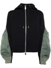 Sacai Nylon Twill X Sponge Sweat Hoodie In Blue
