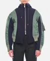 Sacai Nylon Twill X Sponge Sweat Hoodie In Blue
