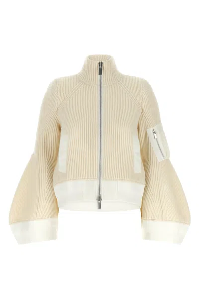 Sacai High-neck Long-sleeved Casual Jacket In Neutral