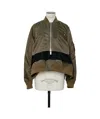 Sacai Cropped Bomber Jacket With Zip And Pockets In Green