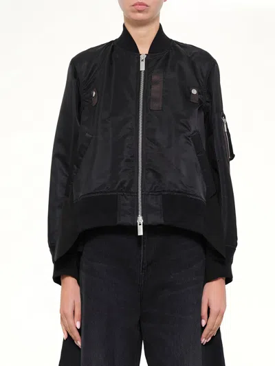 Sacai Nylon Twill X Wool Suiting Blouson In Blue