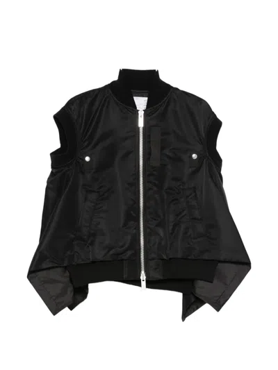 Sacai Nylon Zipped Vest In Black