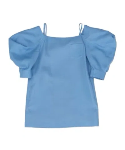 Sacai Off-shoulder Dress In Blue