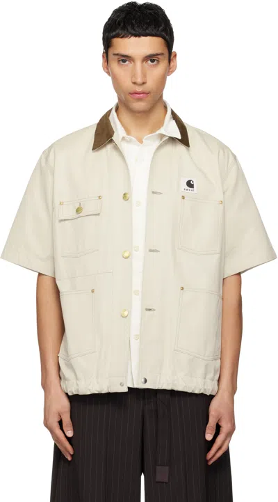 Sacai Off-white Carhartt Wip Edition Duck Shirt In Brown