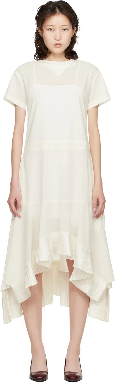 Sacai Off-white Cotton Broadcloth Midi Dress