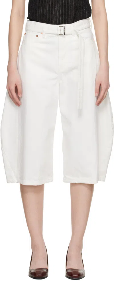 Sacai Off-white Denim Jeans In Brown