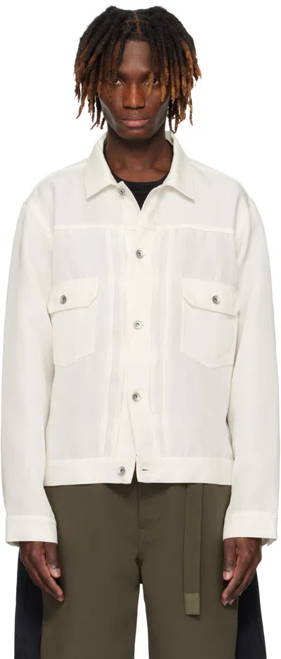 Sacai Off-white Double-faced Silk Cotton Jacket In 151 Off White