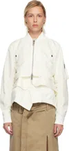 Sacai Wool And Shell-paneled Bomber Jacket In White