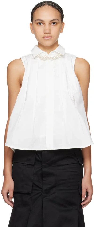 Sacai Off-white Pleated Shirt In 151 Off White
