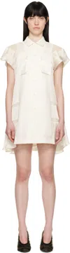 Sacai Off-white Suiting & Satin Minidress In 151 Off White