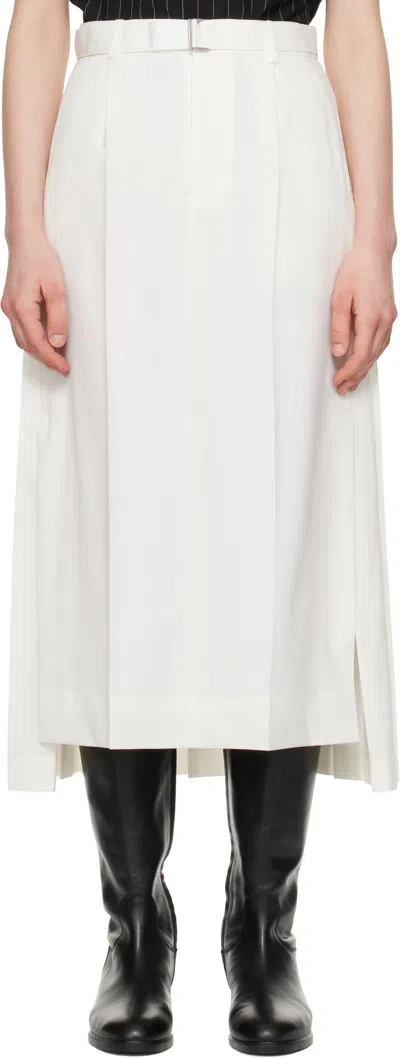 Sacai Off-white Suiting Midi Skirt In 151 Off White