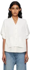 Sacai Short Sleeve V-neck Sweater With Ribbed Texture And Front Pockets In Multi