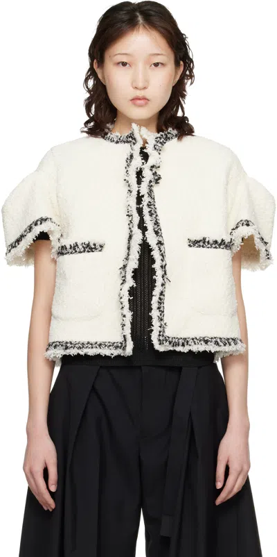 Sacai Off-white Tweed Jacket In Neutral