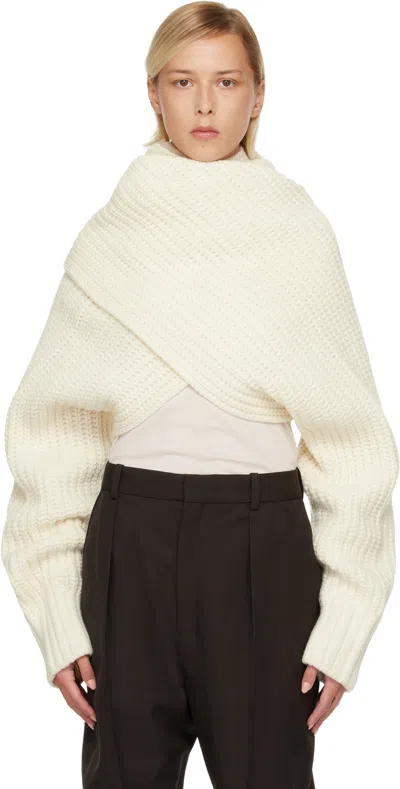 Sacai Off-white Wool Knit Pullover Turtleneck In Neutral