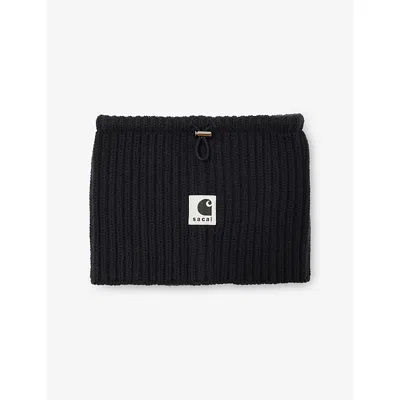 Sacai Omens Black  X Carhartt Wip Drawstring Brand-patch Wool Neck Warmer