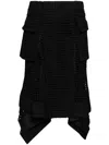 Sacai Black Handkerchief Midi Skirt In Black