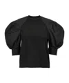 Sacai Open-necked Black Shirt In Black