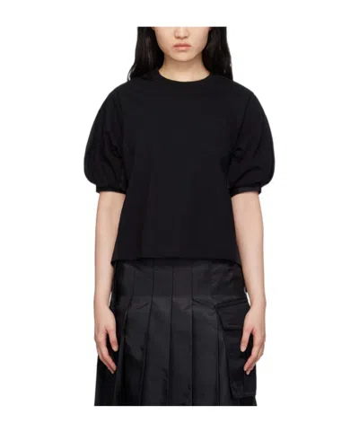 Sacai Black Puff T-shirt In 001 Black