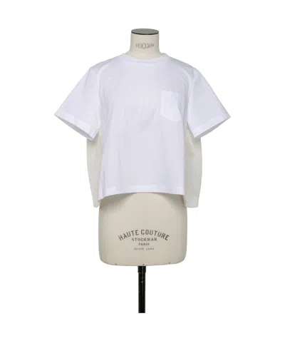 Sacai Open-necked Black Shirt In White