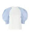 Sacai Open-necked Black Shirt In White