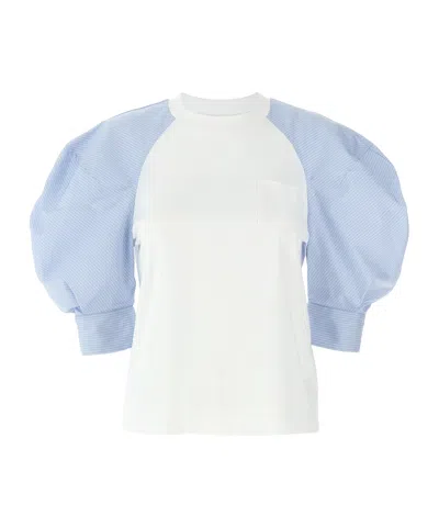 Sacai Open-necked Black Shirt In White