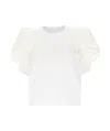 Sacai Cotton And Nylon Blend T-shirt With Balloon Sleeves In White