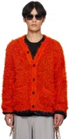 Sacai V-neck Long-sleeved Sweater In Orange